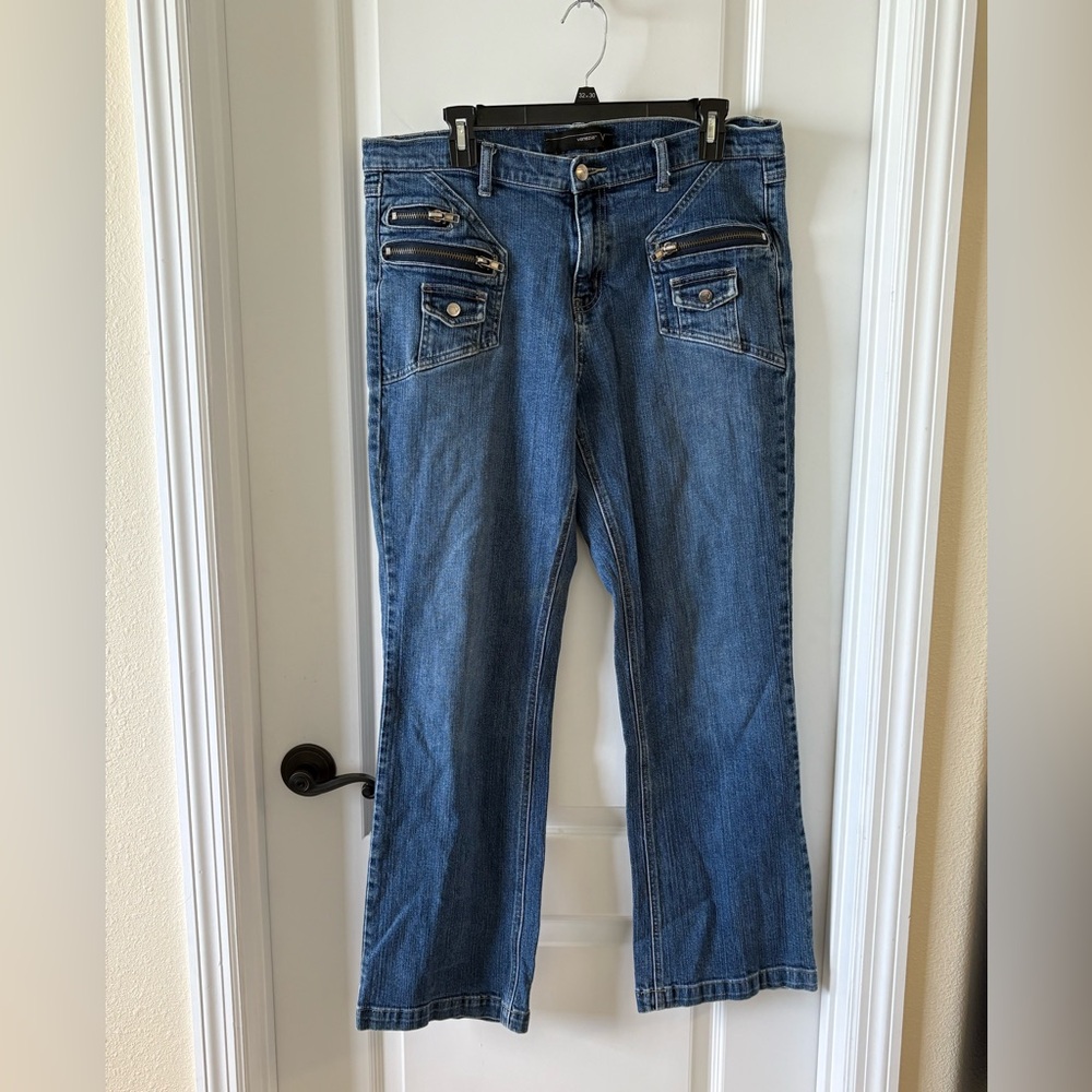 Venezia Denim Wide Leg Jeans with Pocket Accents Size 16